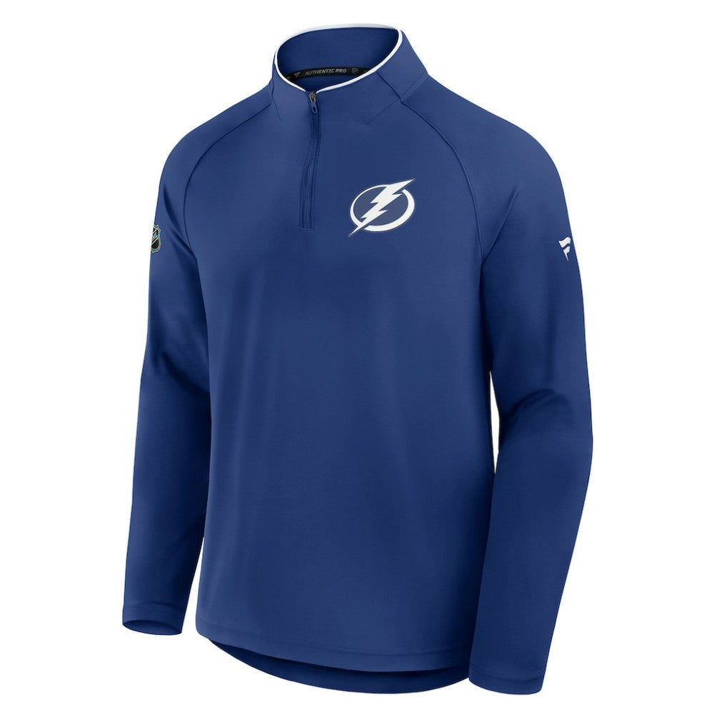 NHL Tampa Bay Lightning Fanatics Authentic Pro Rink Training Quarter-Zip Pullover - Blue