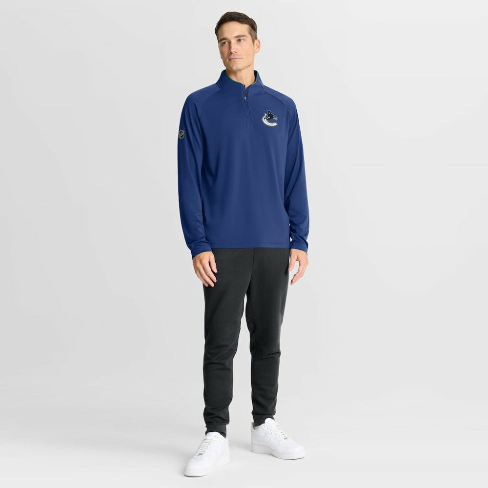 NHL Vancouver Canucks Fanatics Authentic Pro Rink Training Quarter-Zip Pullover - Blue