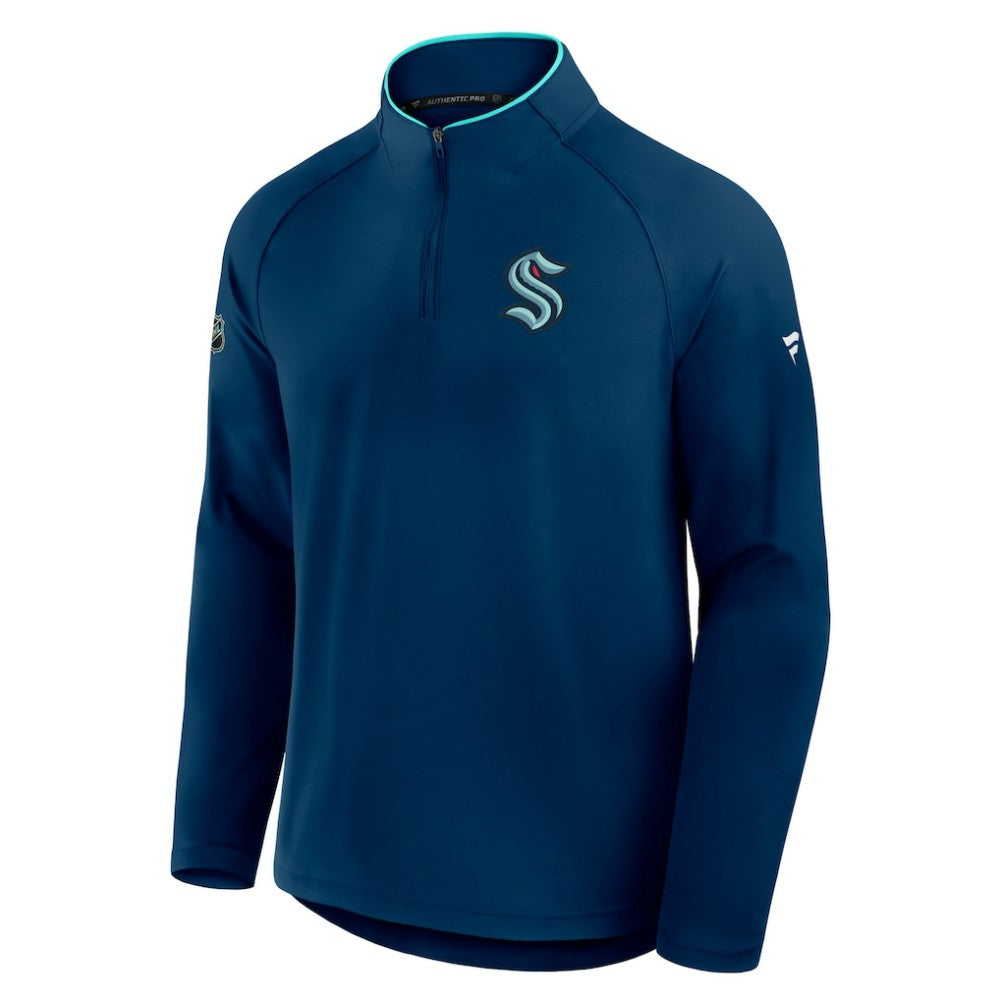 NHL Seattle Kraken Fanatics Authentic Pro Rink Training Quarter-Zip Pullover - Deep Sea Blue