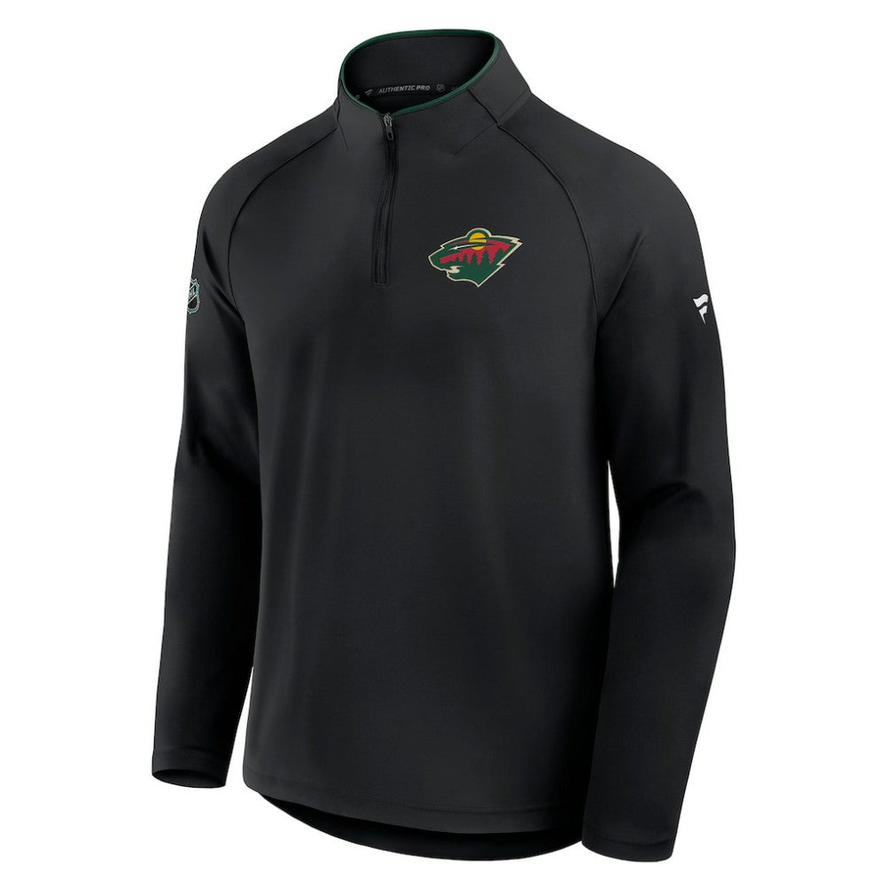 NHL Minnesota Wild Fanatics Authentic Pro Rink Training Quarter-Zip Pullover - Black