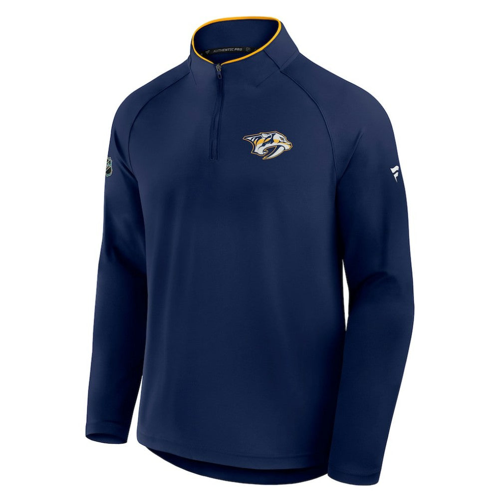 NHL Nashville Predators Fanatics Authentic Pro Rink Training Quarter-Zip Pullover - Navy