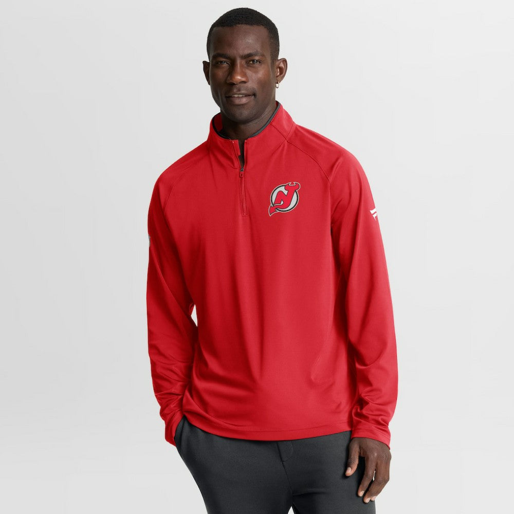 NHL New Jersey Devils Fanatics Authentic Pro Rink Training Quarter-Zip Pullover - Red