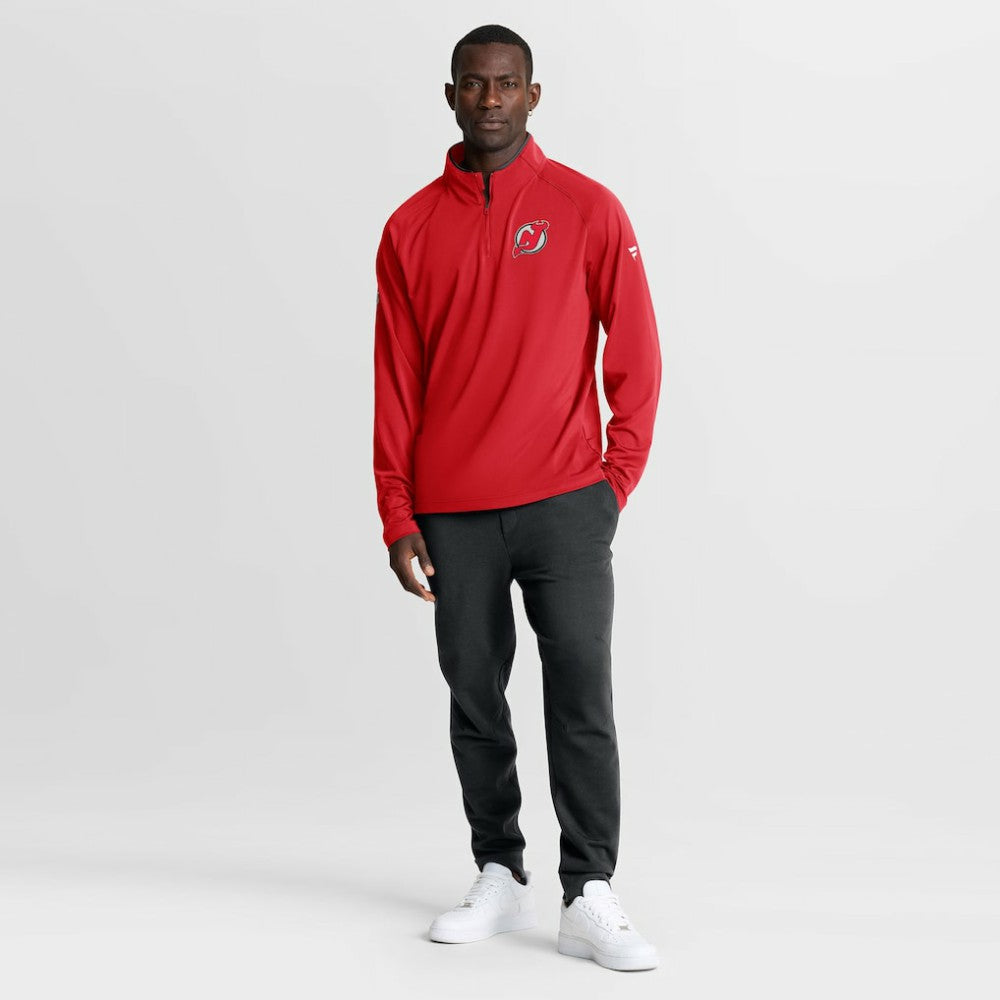 NHL New Jersey Devils Fanatics Authentic Pro Rink Training Quarter-Zip Pullover - Red