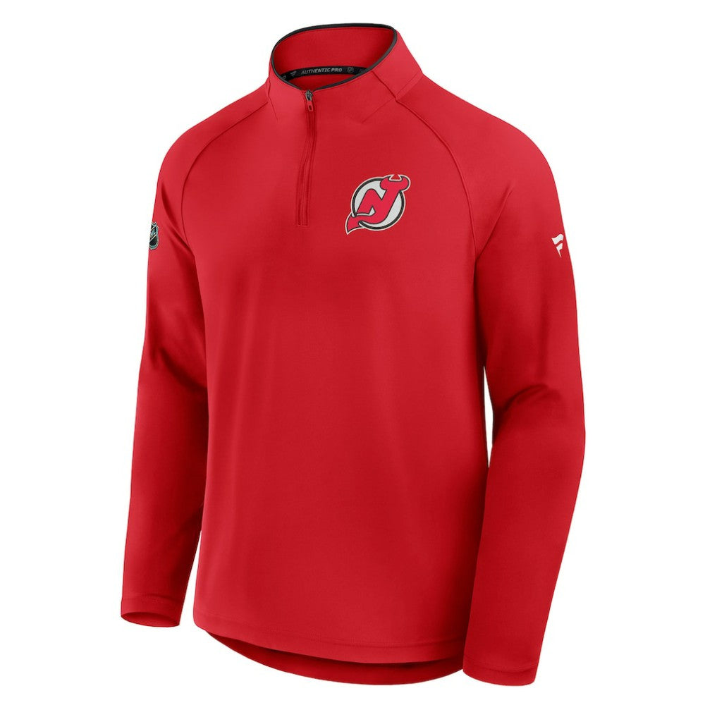 NHL New Jersey Devils Fanatics Authentic Pro Rink Training Quarter-Zip Pullover - Red