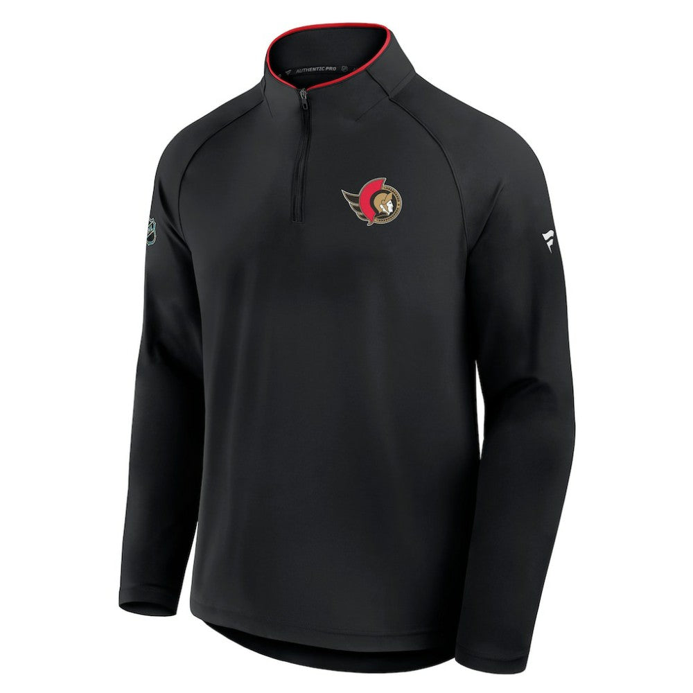 NHL Ottawa Senators Fanatics Authentic Pro Rink Training Quarter-Zip Pullover - Black
