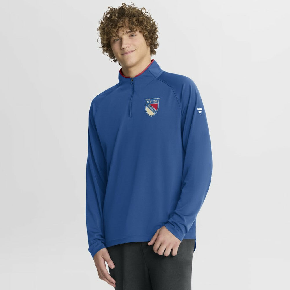 NHL New York Rangers Fanatics Authentic Pro Rink Training Centennial Raglan Quarter-Zip Pullover - Blue