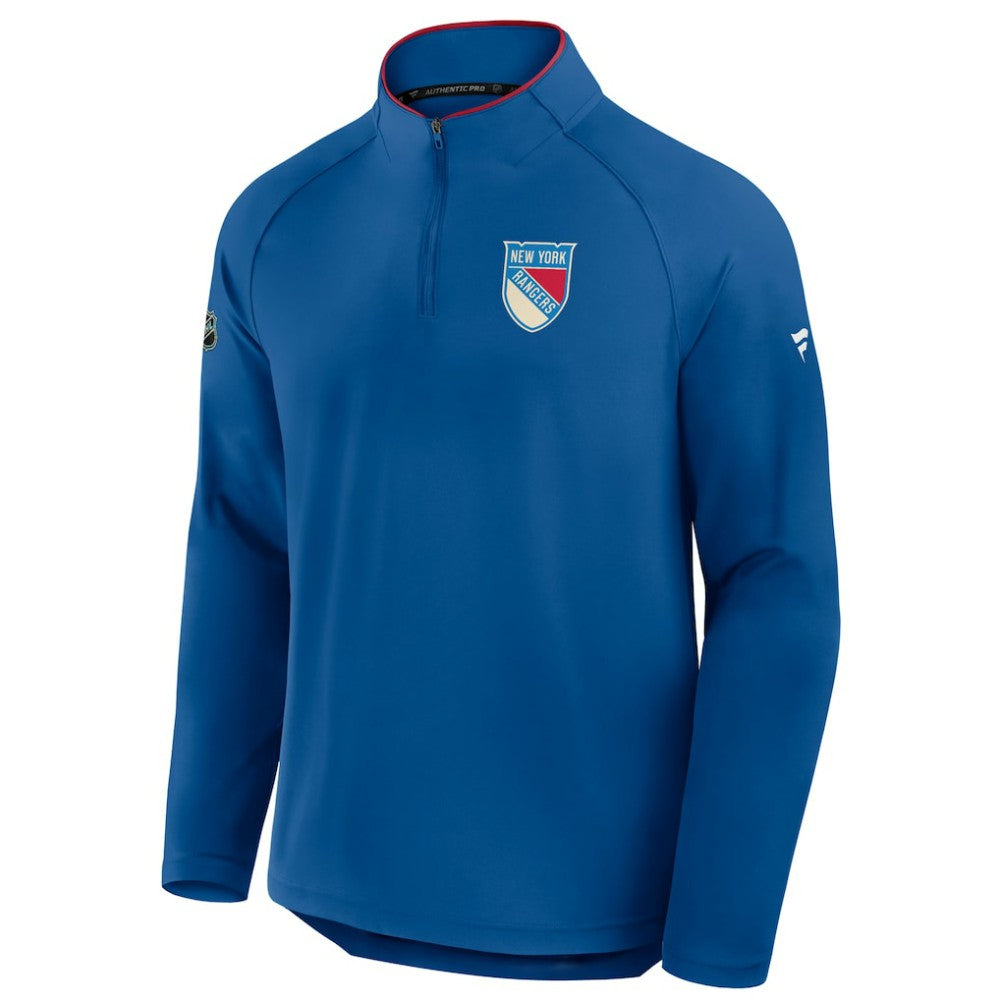 NHL New York Rangers Fanatics Authentic Pro Rink Training Centennial Raglan Quarter-Zip Pullover - Blue