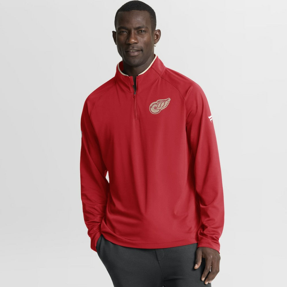 NHL Detroit Red Wings Fanatics Authentic Pro Rink Training Centennial Raglan Quarter-Zip Pullover - Red