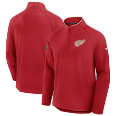 NHL Detroit Red Wings Fanatics Authentic Pro Rink Training Centennial Raglan Quarter-Zip Pullover - Red
