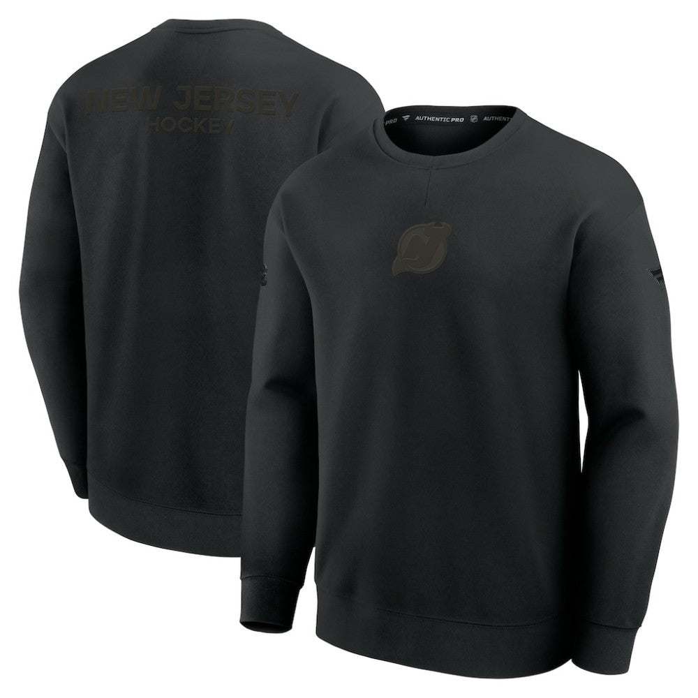 NHL New Jersey Devils Fanatics Authentic Pro Road Tri-Blend Sweatshirt - Black