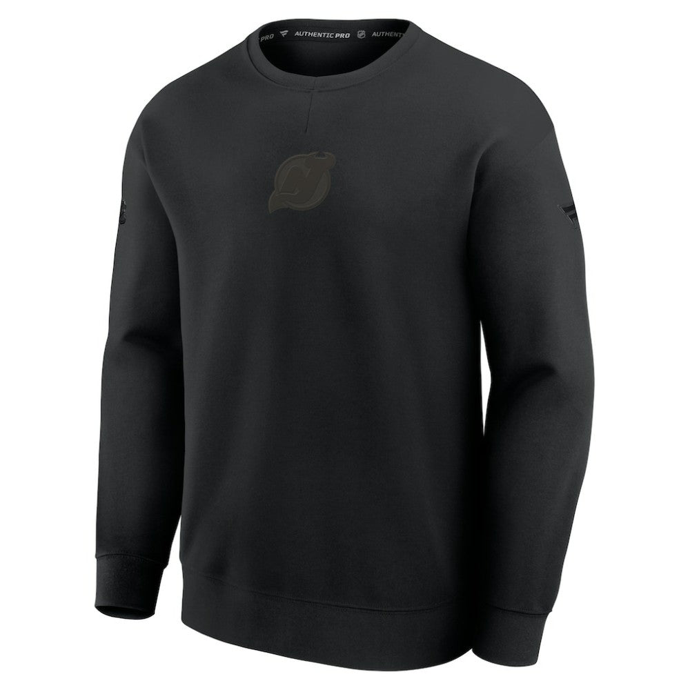 NHL New Jersey Devils Fanatics Authentic Pro Road Tri-Blend Sweatshirt - Black
