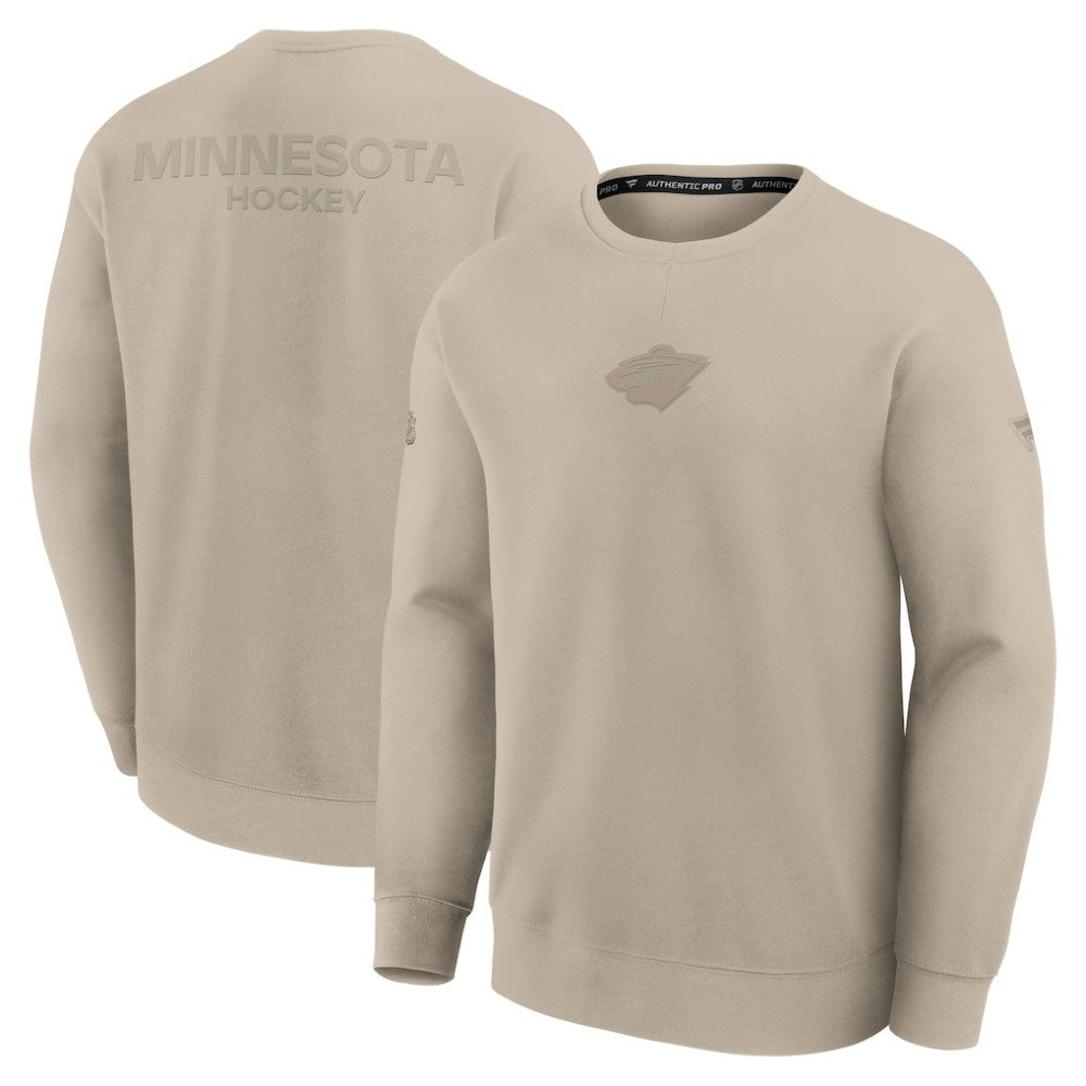 NHL Minnesota Wild Fanatics Authentic Pro Road Tri-Blend Sweatshirt - Tan