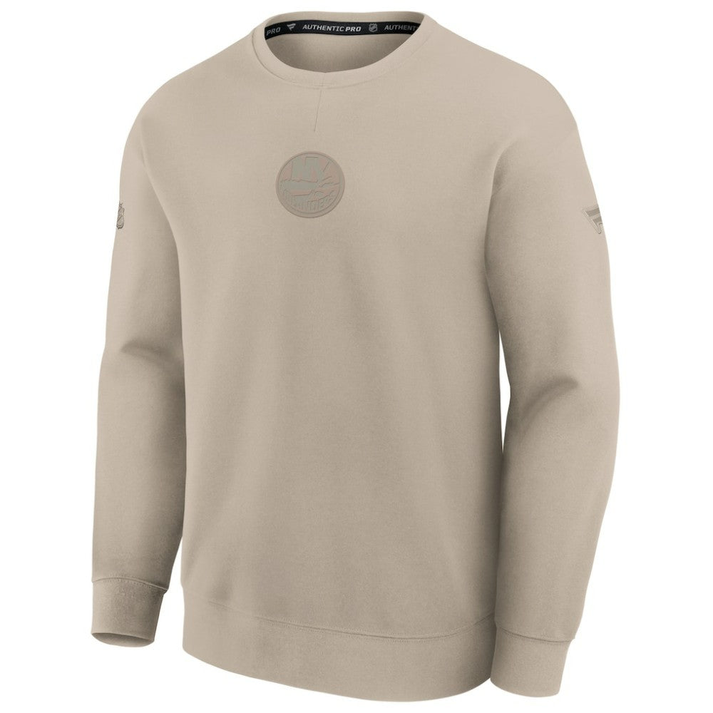 NHL New York Islanders Fanatics Authentic Pro Road Tri-Blend Sweatshirt - Tan