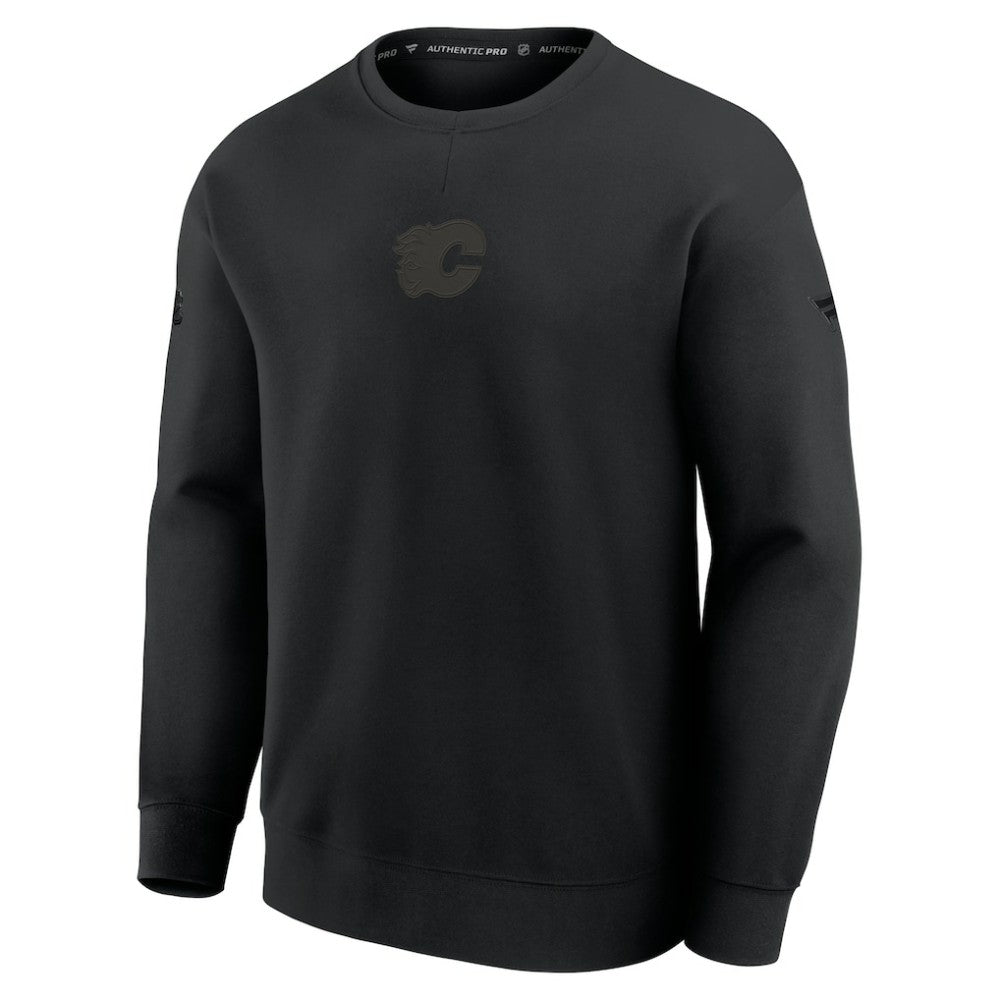 NHL Calgary Flames Fanatics Authentic Pro Road Tri-Blend Sweatshirt - Black