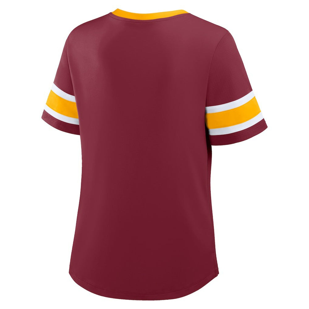 Washington Commanders Women's Redzone Draw Play Athena Lace-Up T-Shirt Burgundy