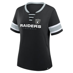 Las Vegas Raiders Women's Redzone Draw Play Athena Lace-Up T-Shirt Black