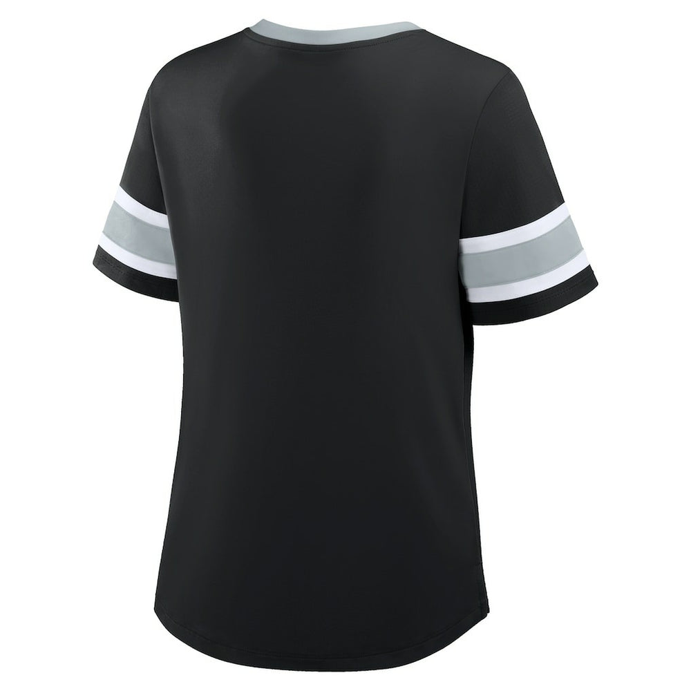 Las Vegas Raiders Women's Redzone Draw Play Athena Lace-Up T-Shirt Black