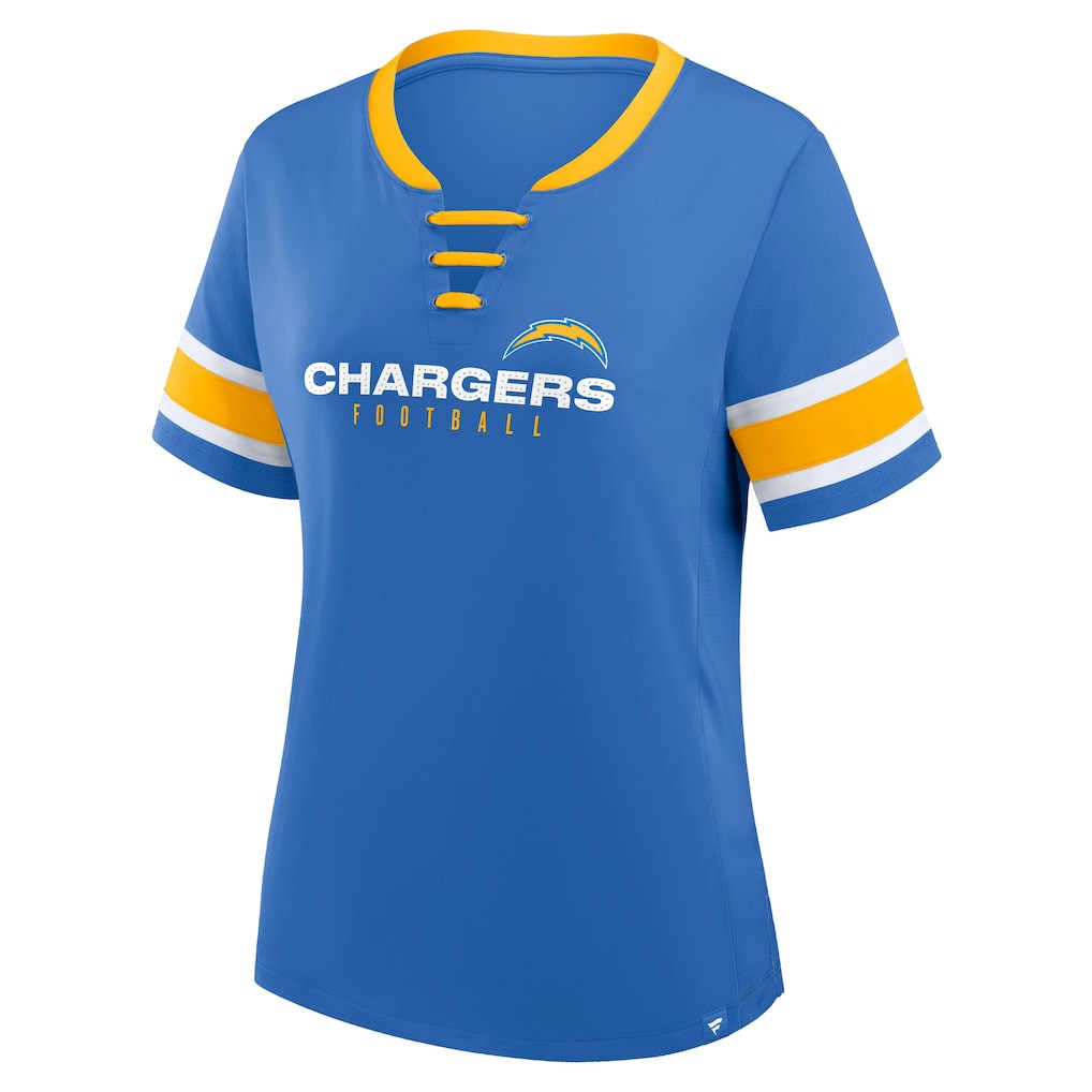 Los Angeles Chargers Women's Redzone Draw Play Athena Lace-Up T-Shirt Powder Blue