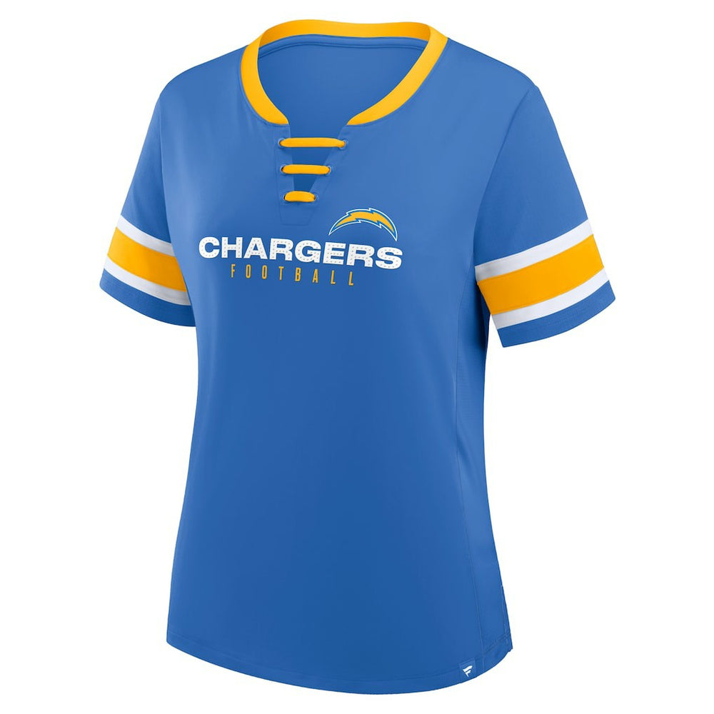 Los Angeles Chargers Women's Redzone Draw Play Athena Lace-Up T-Shirt Powder Blue