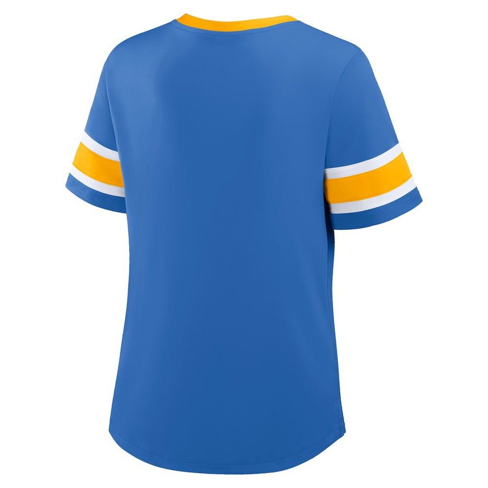 Los Angeles Chargers Women's Redzone Draw Play Athena Lace-Up T-Shirt Powder Blue