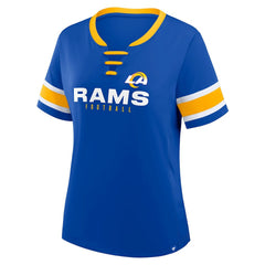 Los Angeles Rams Women's Redzone Draw Play Athena Lace-Up T-Shirt Royal