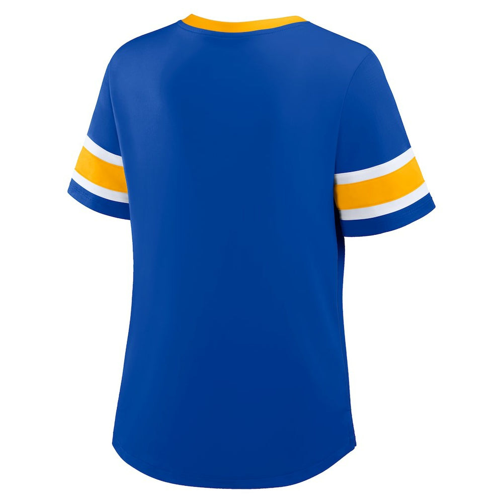 Los Angeles Rams Women's Redzone Draw Play Athena Lace-Up T-Shirt Royal