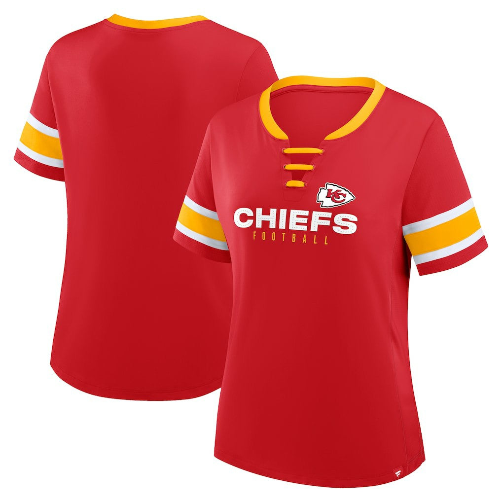 Kansas City Chiefs Women's Redzone Draw Play Athena Lace-Up T-Shirt Red