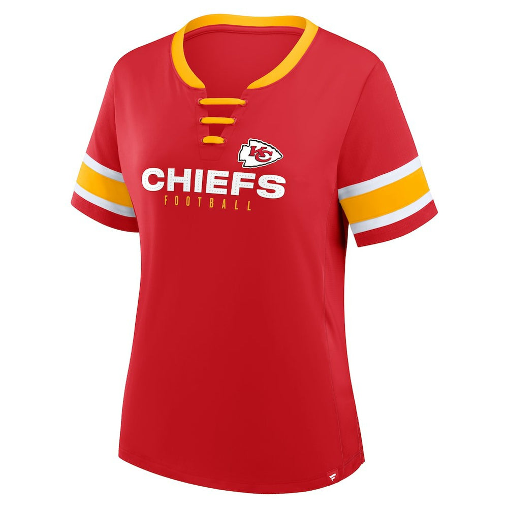 Kansas City Chiefs Women's Redzone Draw Play Athena Lace-Up T-Shirt Red