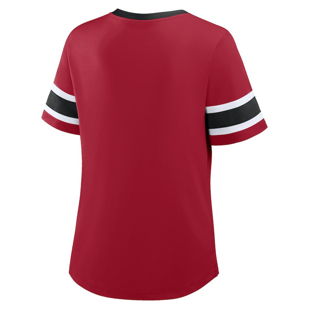 San Francisco 49ers Women's Redzone Draw Play Athena Lace-Up T-Shirt Scarlet