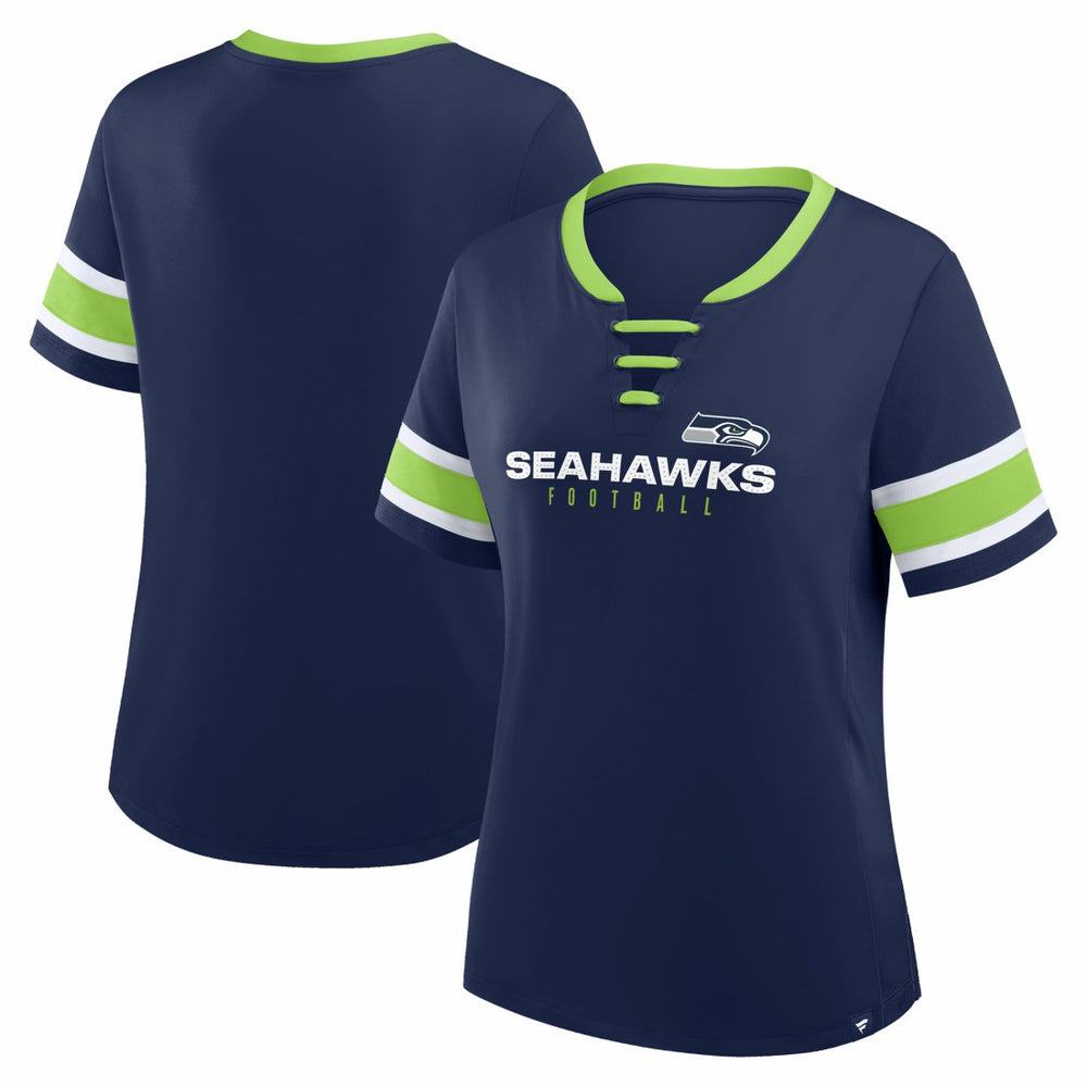 Seattle Seahawks Women's Redzone Draw Play Athena Lace-Up T-Shirt College Navy