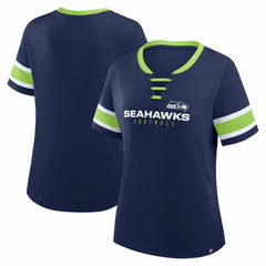 Seattle Seahawks Women's Redzone Draw Play Athena Lace-Up T-Shirt College Navy