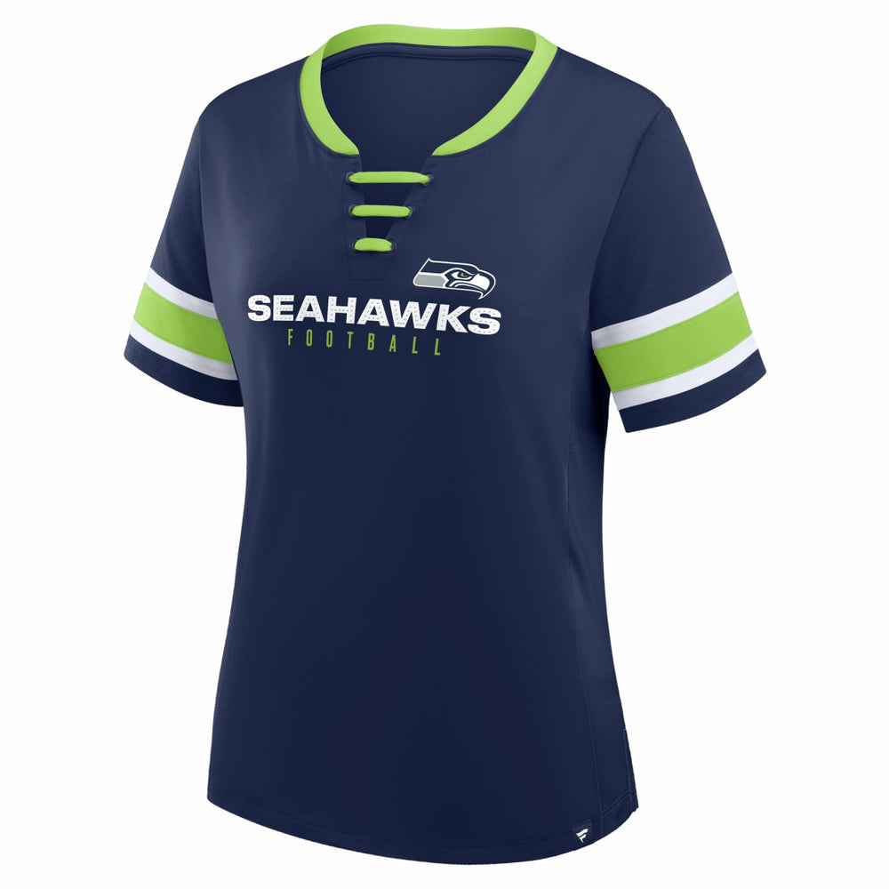 Seattle Seahawks Women's Redzone Draw Play Athena Lace-Up T-Shirt College Navy