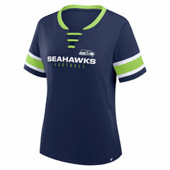 Seattle Seahawks Women's Redzone Draw Play Athena Lace-Up T-Shirt College Navy
