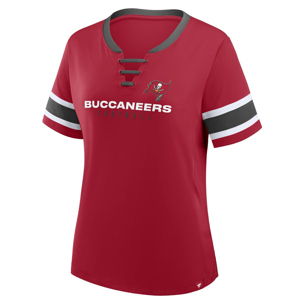 Tampa Bay Buccaneers Women's Redzone Draw Play Athena Lace-Up T-Shirt Red