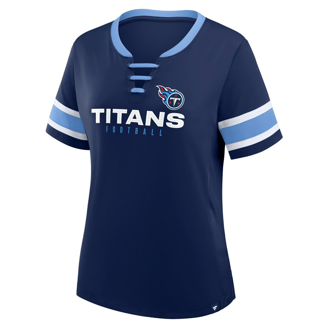 Tennessee Titans Women's Redzone Draw Play Athena Lace-Up T-Shirt Navy