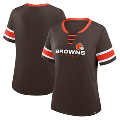 Cleveland Browns Women's Redzone Draw Play Athena Lace-Up T-Shirt Brown