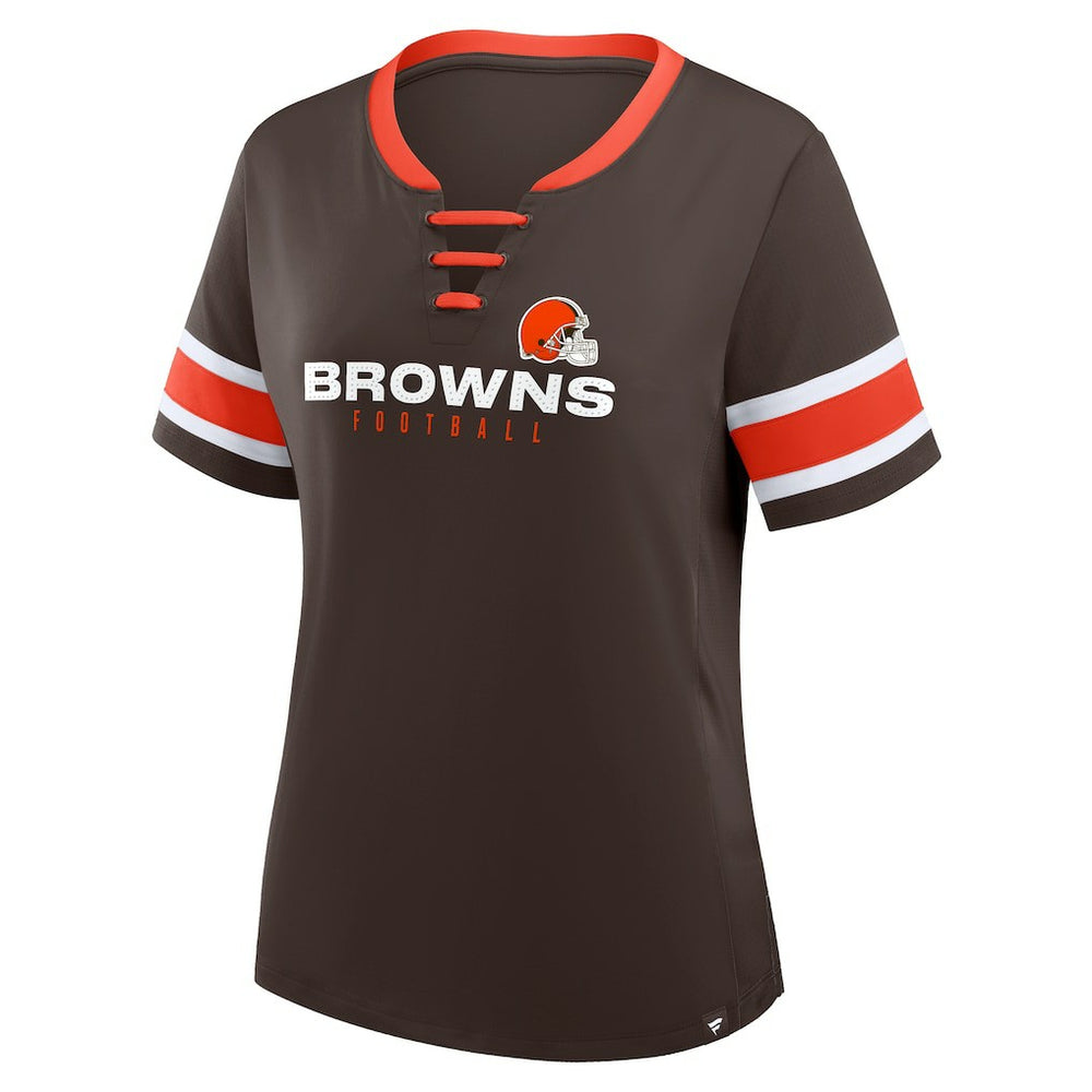 Cleveland Browns Women's Redzone Draw Play Athena Lace-Up T-Shirt Brown