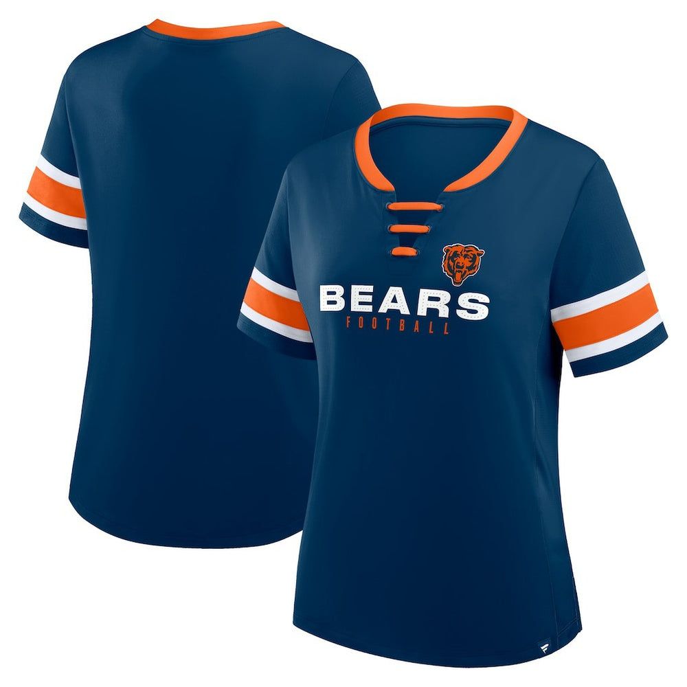 Chicago Bears Women's Redzone Draw Play Athena Lace-Up T-Shirt Navy