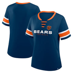 Chicago Bears Women's Redzone Draw Play Athena Lace-Up T-Shirt Navy