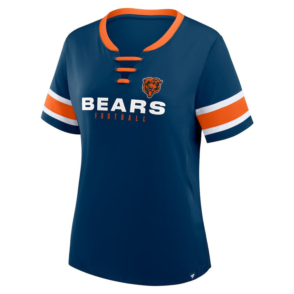 Chicago Bears Women's Redzone Draw Play Athena Lace-Up T-Shirt Navy
