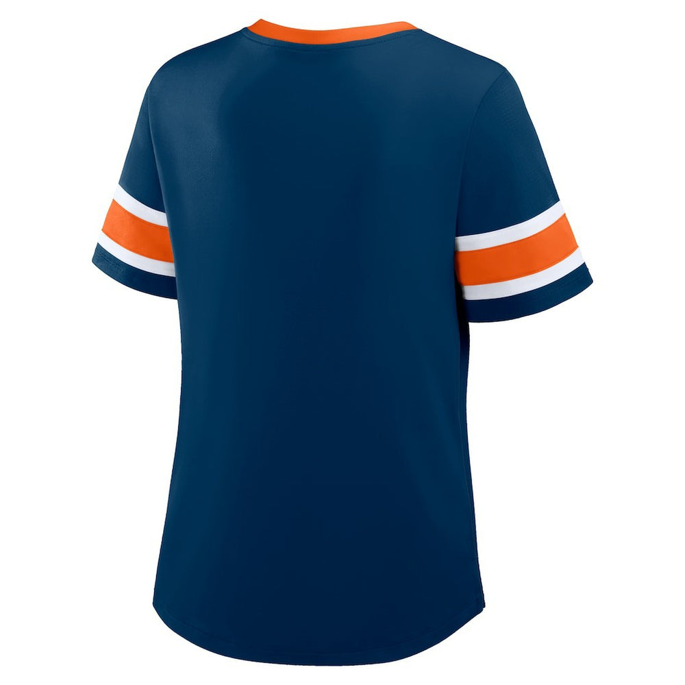 Chicago Bears Women's Redzone Draw Play Athena Lace-Up T-Shirt Navy
