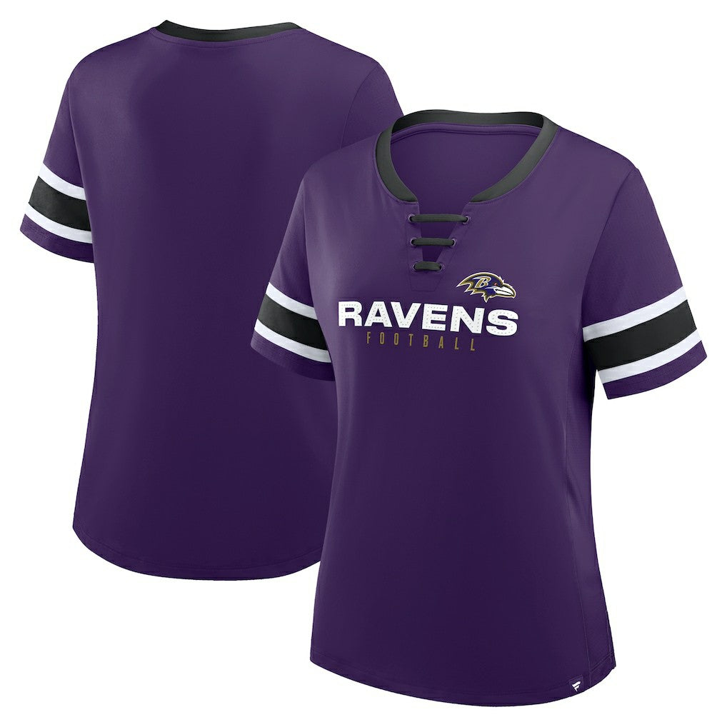 Baltimore Ravens Women's Redzone Draw Play Athena Lace-Up T-Shirt Purple