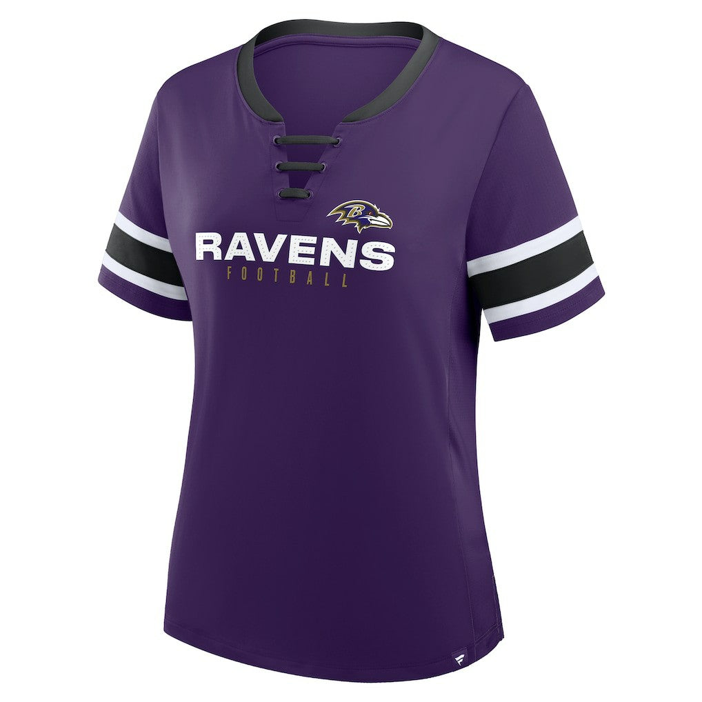 Baltimore Ravens Women's Redzone Draw Play Athena Lace-Up T-Shirt Purple