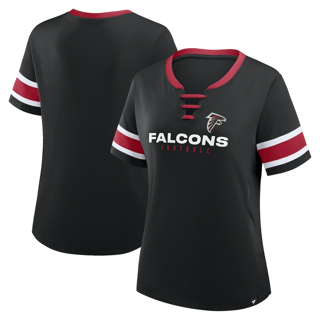Atlanta Falcons Women's Redzone Draw Play Athena Lace-Up T-Shirt Black