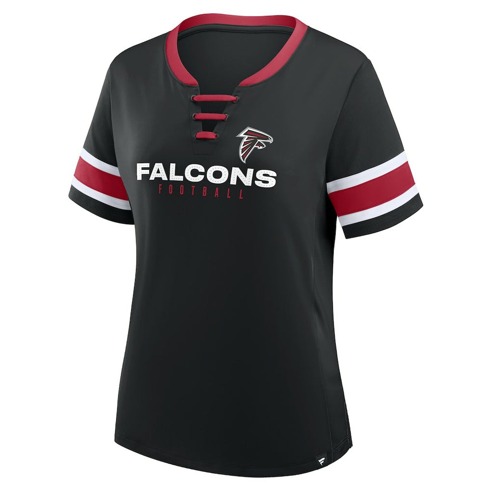 Atlanta Falcons Women's Redzone Draw Play Athena Lace-Up T-Shirt Black