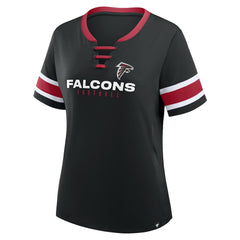 Atlanta Falcons Women's Redzone Draw Play Athena Lace-Up T-Shirt Black