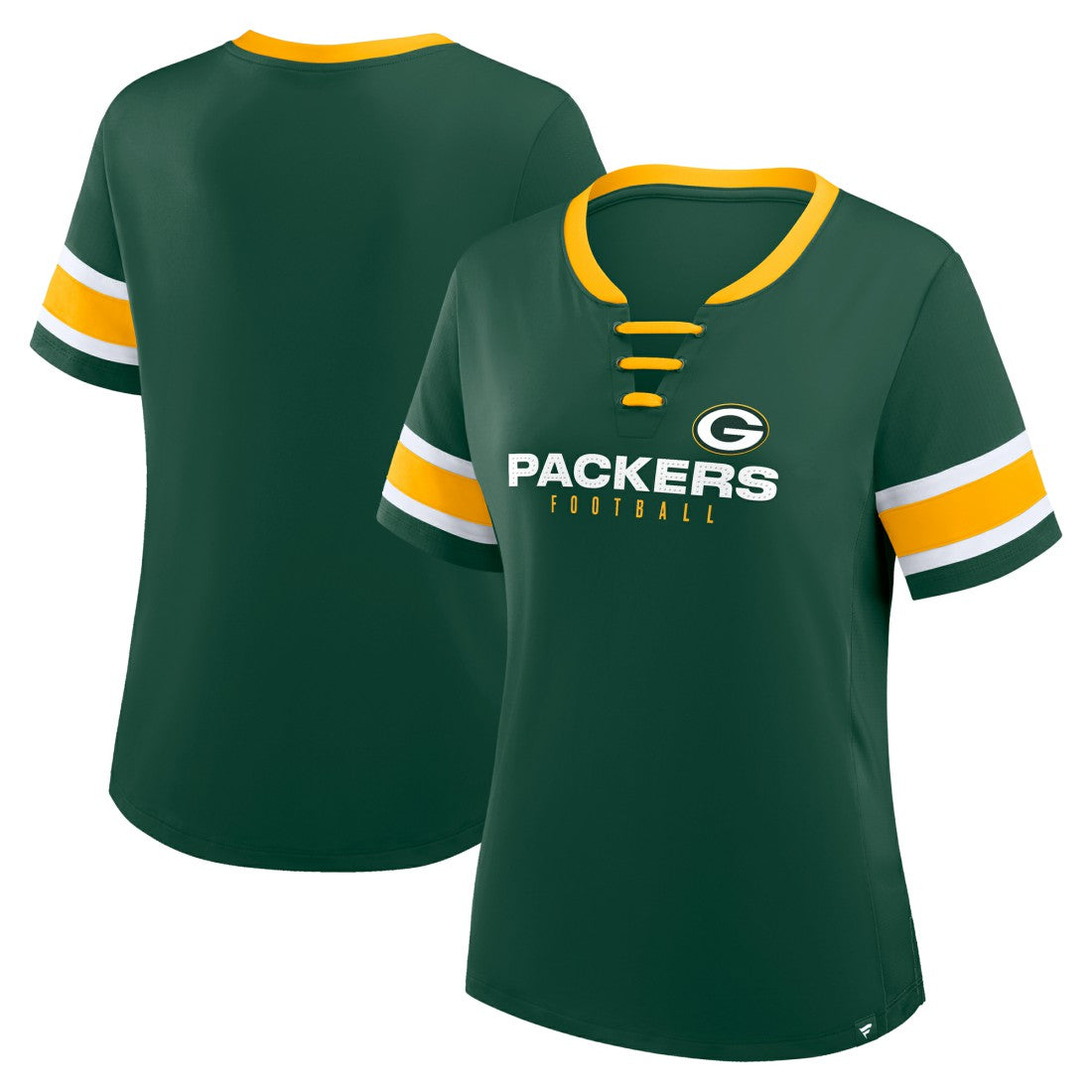 Green Bay Packers Women's Redzone Draw Play Athena Lace-Up T-Shirt Green