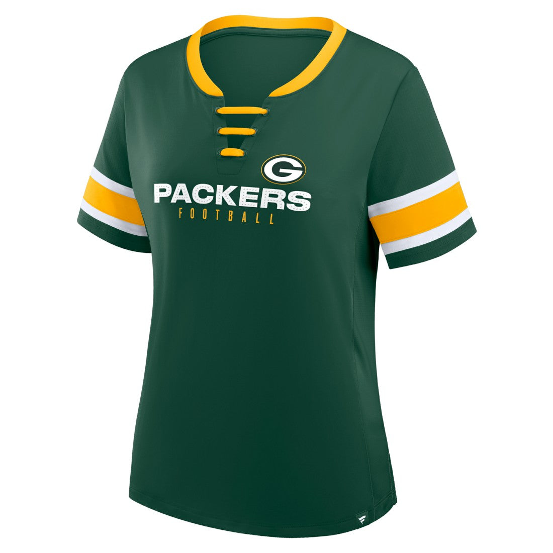 Green Bay Packers Women's Redzone Draw Play Athena Lace-Up T-Shirt Green