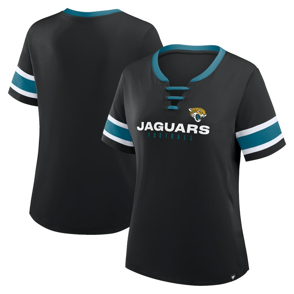 Jacksonville Jaguars Women's Redzone Draw Play Athena Lace-Up T-Shirt Black