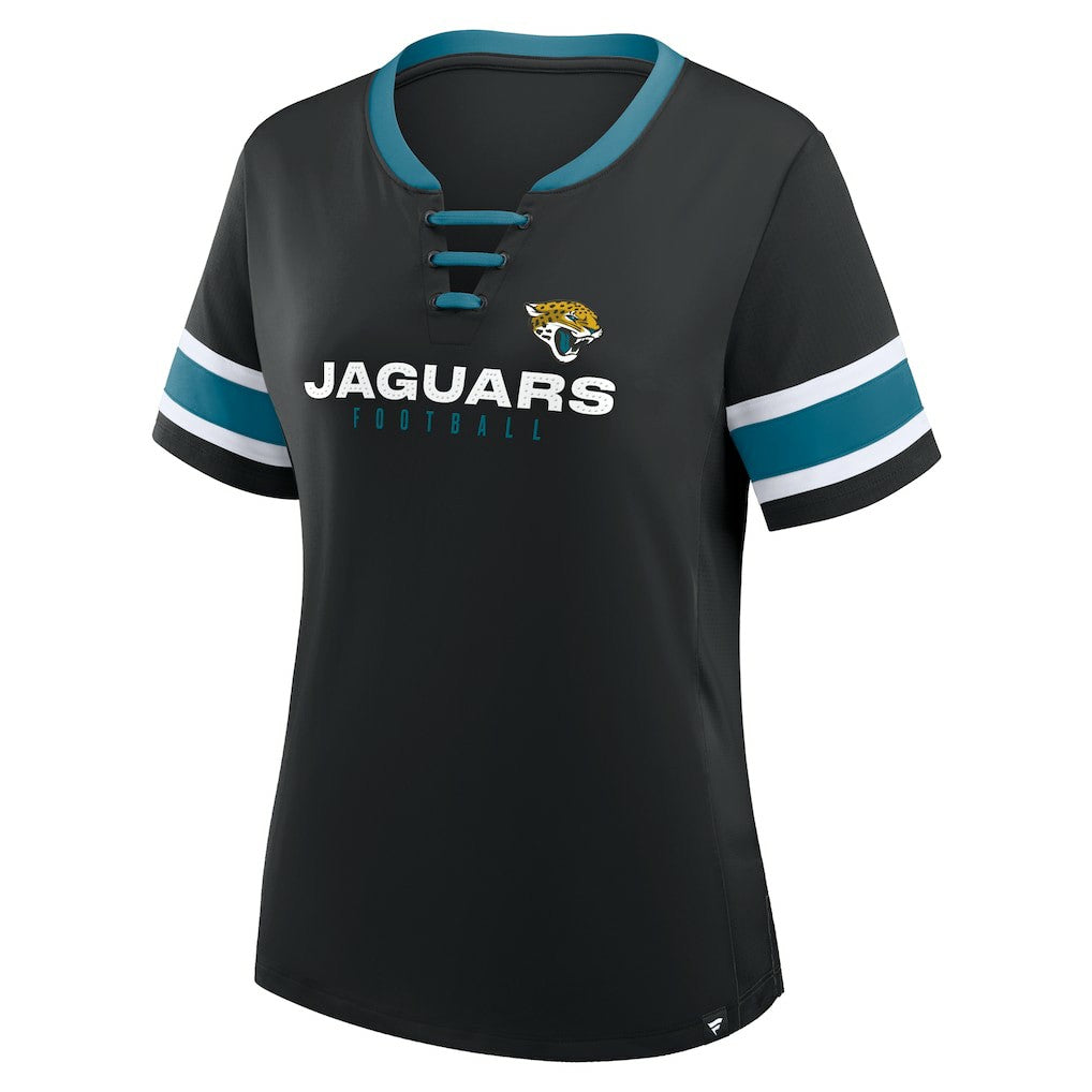 Jacksonville Jaguars Women's Redzone Draw Play Athena Lace-Up T-Shirt Black